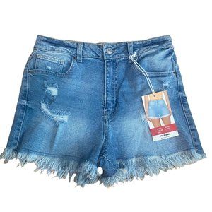 NWT Wax Jean blue denim fashion summer shorts size L stretch